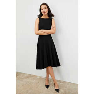MM Lafleur Gabriella Dress Size 10 Black Washable Italian Ponte Sleeveless Midi